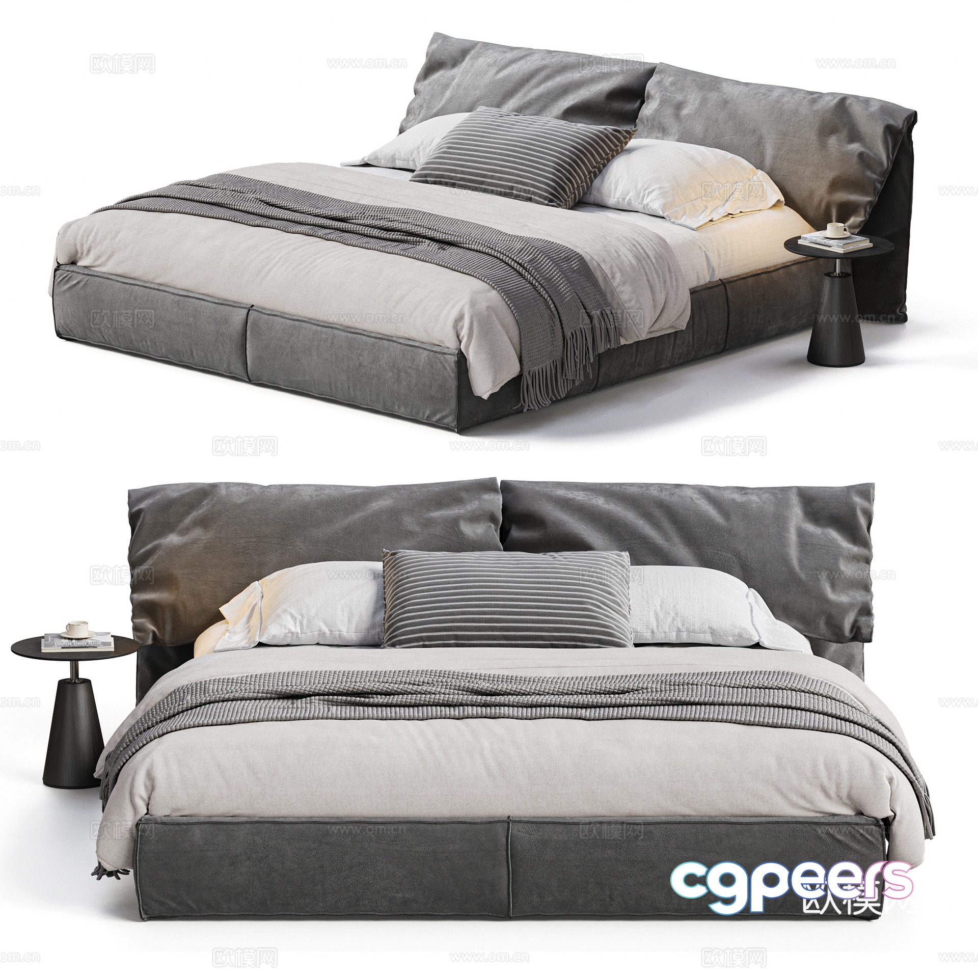BAXTER Elephant Ear Double Bed Double Bed Bed Bedding Bedding Bed Italian Double Bed 3D Model