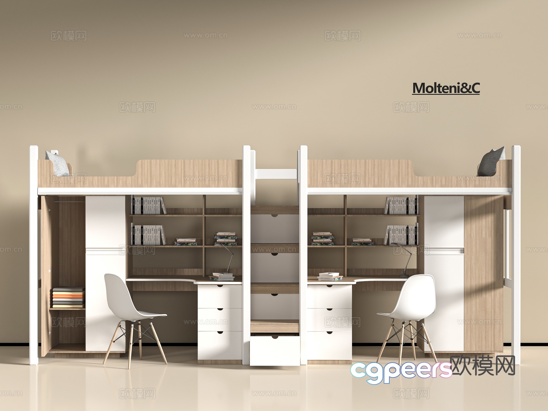 Modern dormitory bed 3d model Modern dormitory bed 3d model