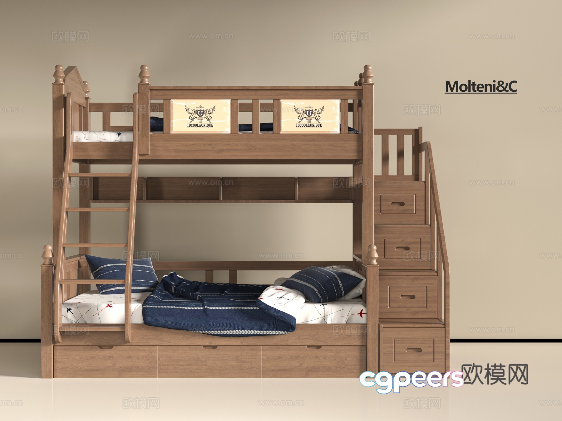 Modern solid wood 3D model