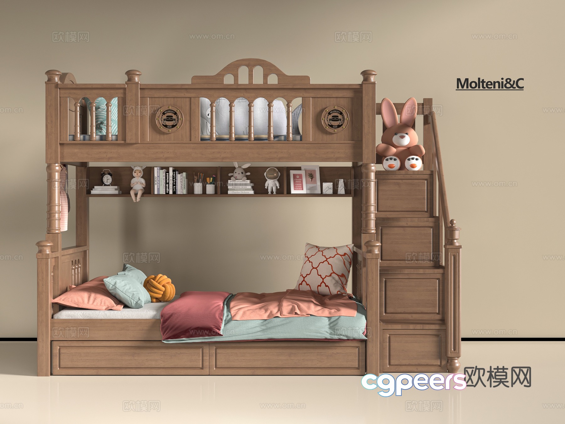 Modern solid wood 3D model