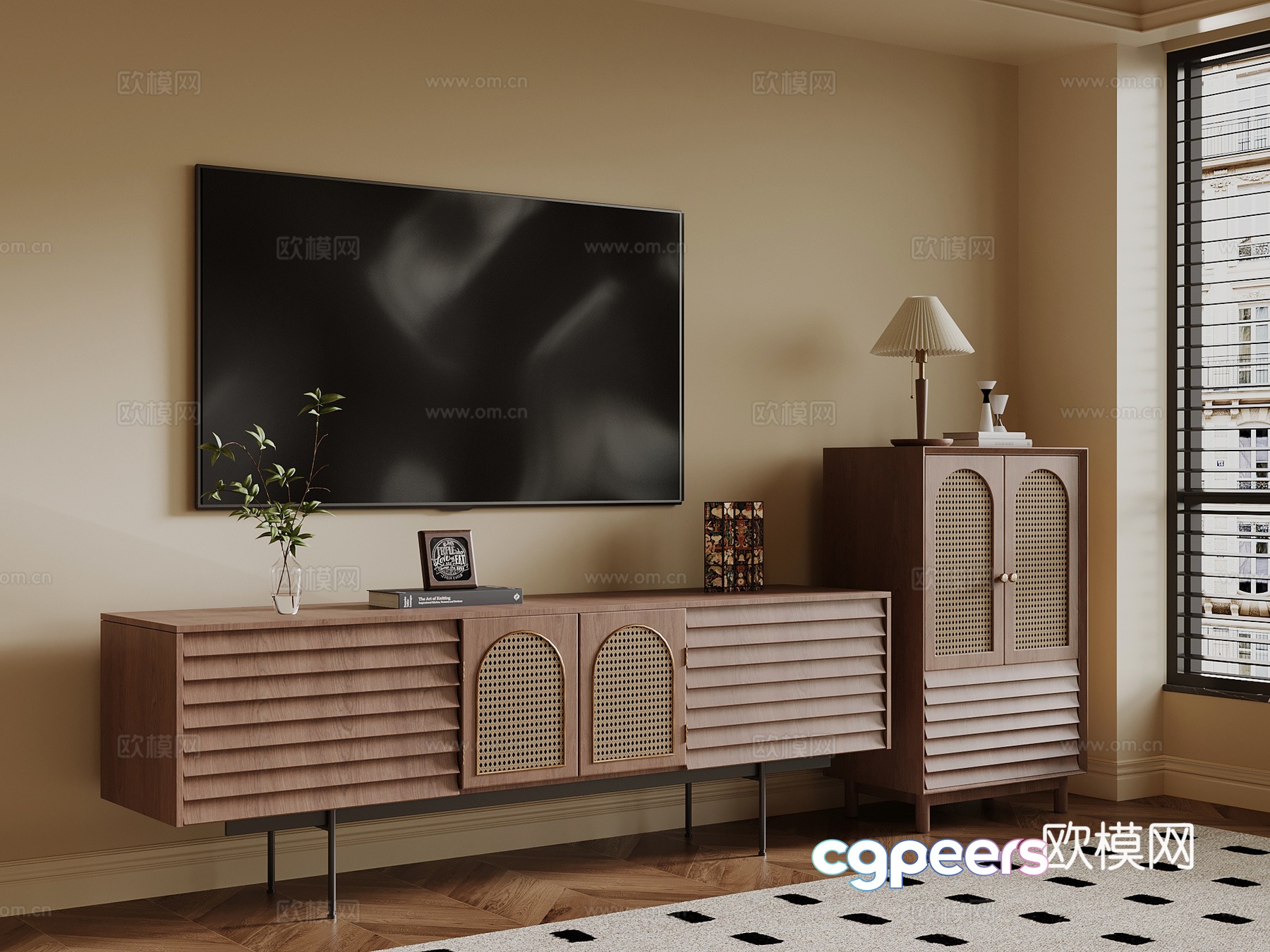 Middle-aged TV cabinet 3D model Middle-aged TV cabinet 3D model