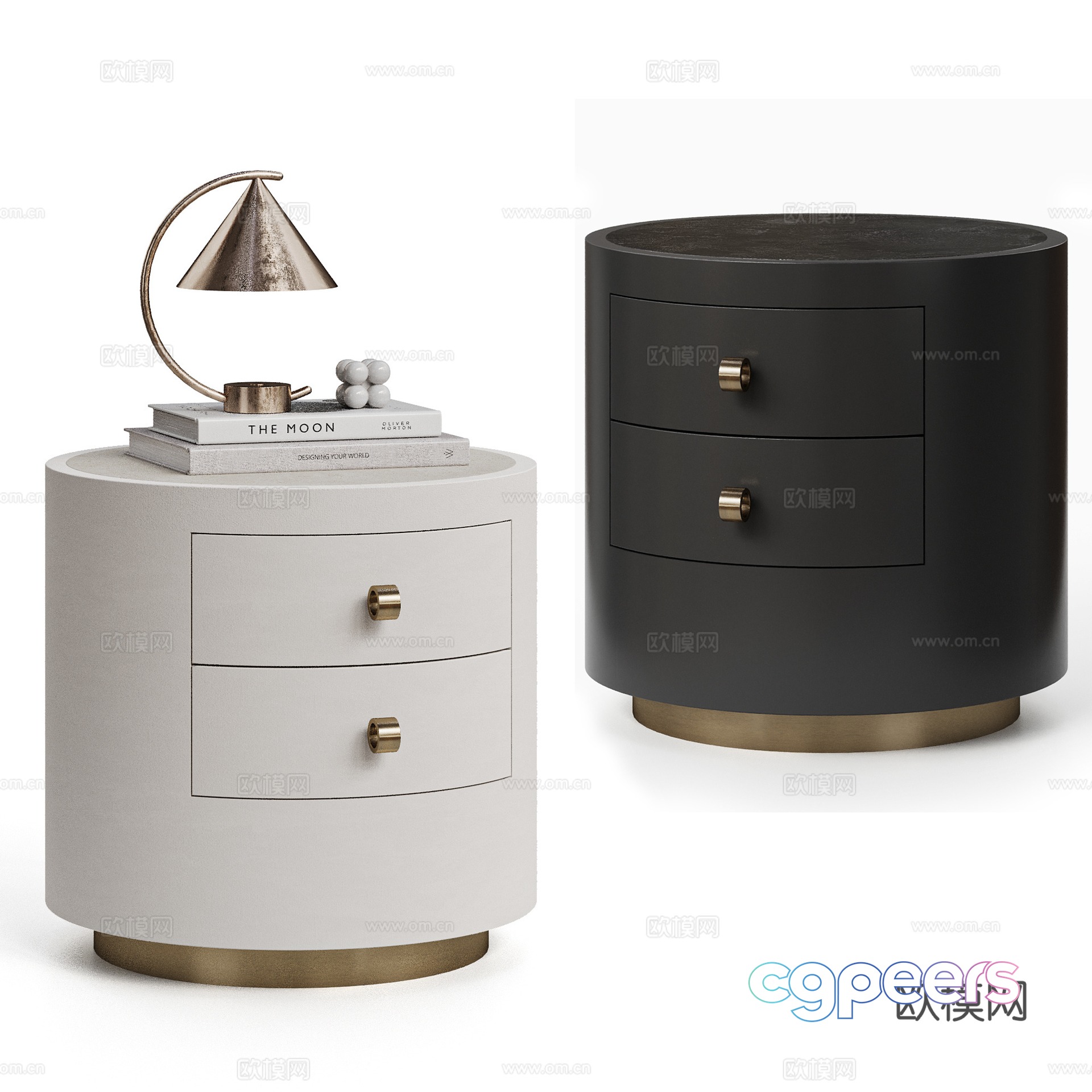 Ditre Italia Modern Italian Light Luxury Bedside Table Round Bedside Table 3D Model
