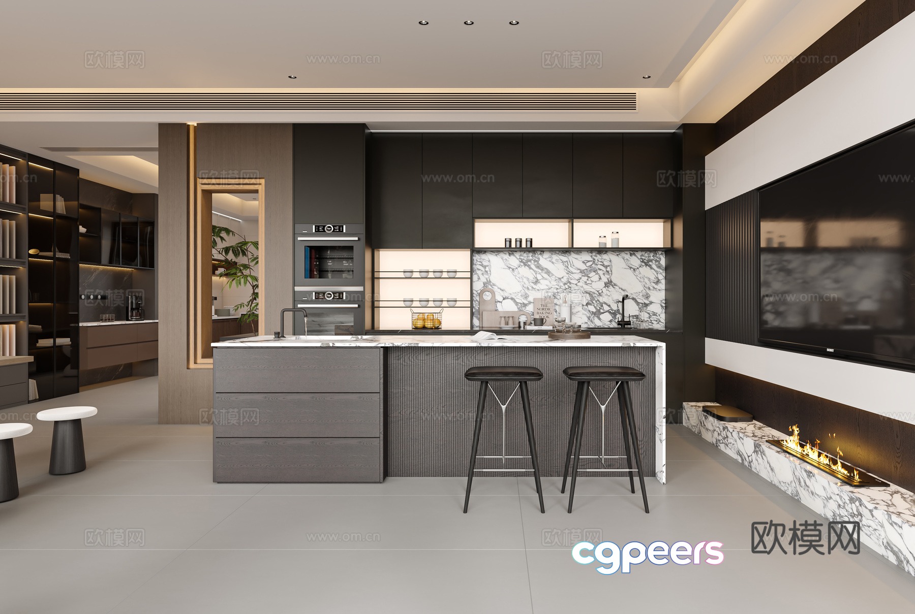 Italian light luxury living restaurant 3D model Italian light luxury living restaurant 3D model