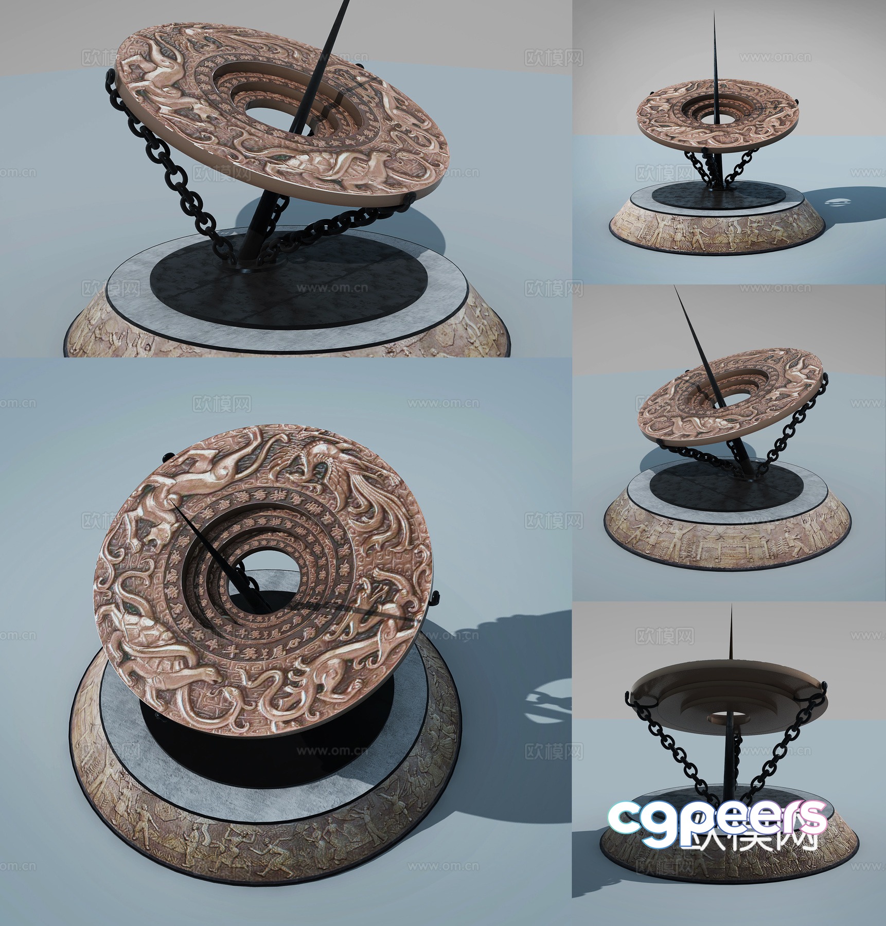 Chinese landscape square sculpture 3d model Chinese landscape square sculpture 3d model
