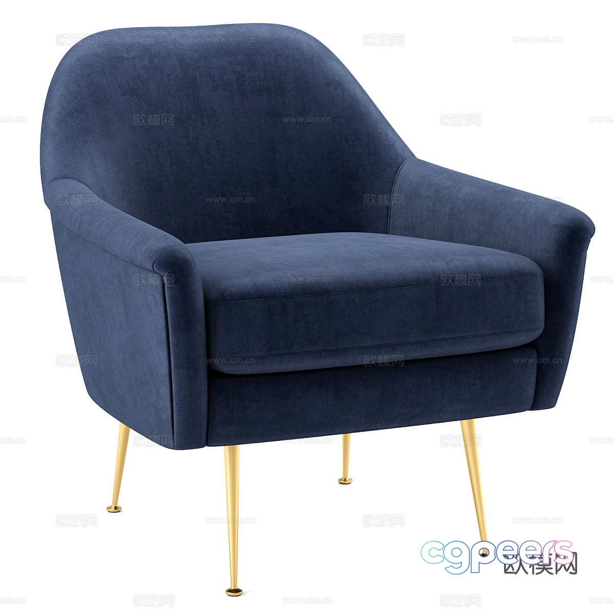 Modern Italian light luxury fabric armchair 3D model Modern Italian light luxury fabric armchair 3D model