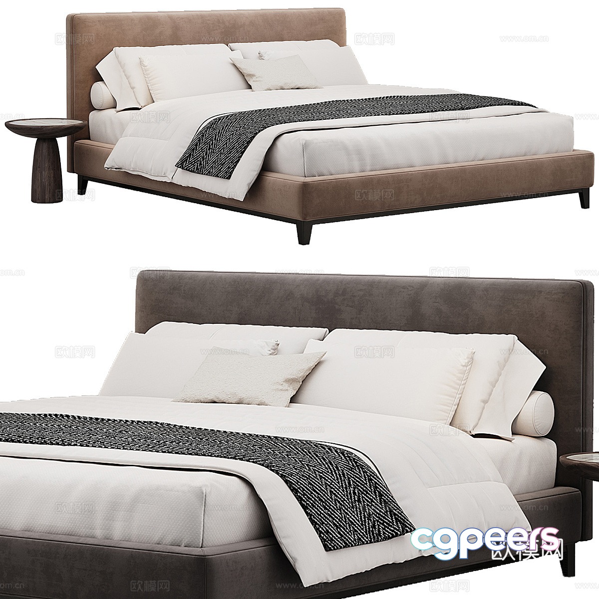 Modern Italian Andersen fabric double bed 3D model