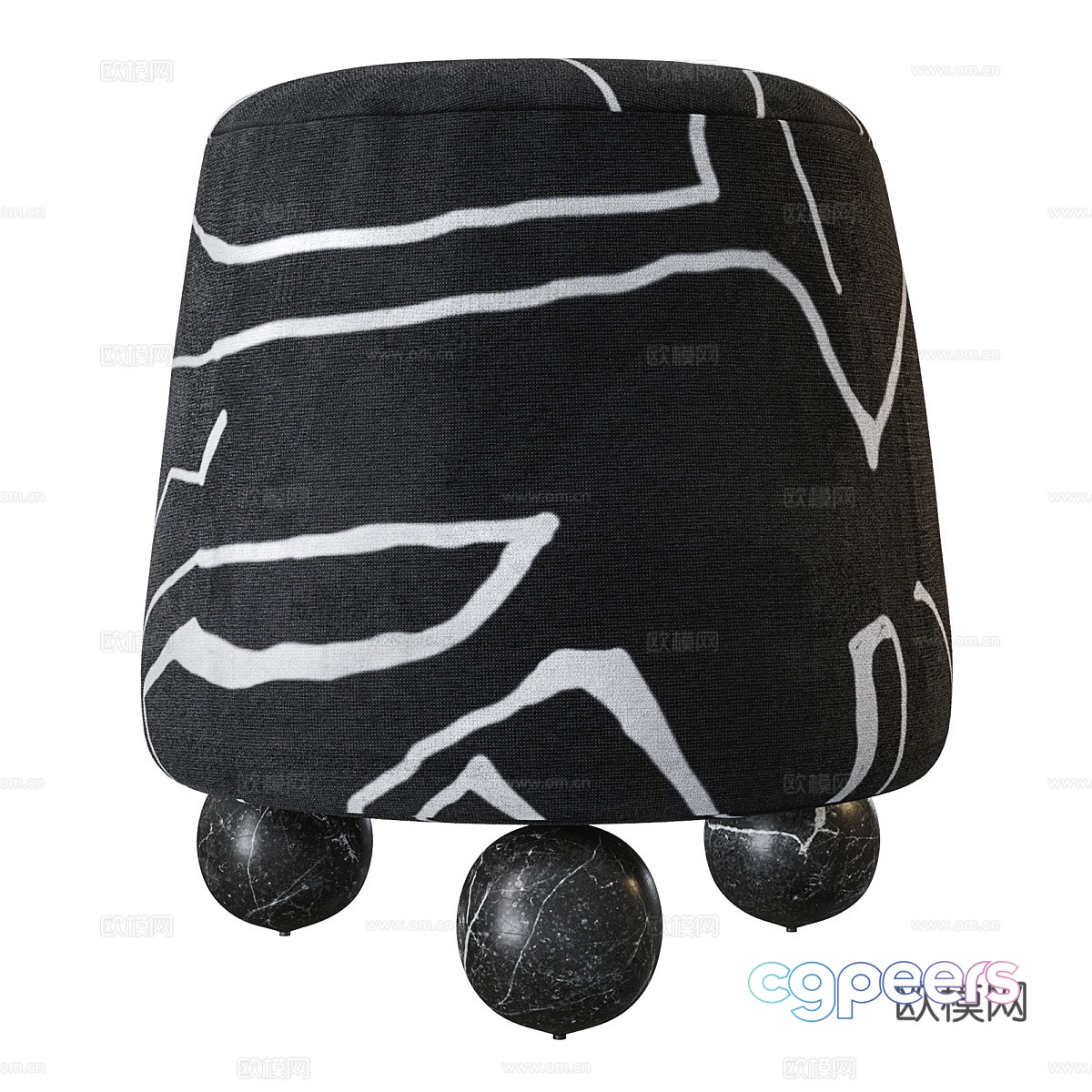 Modern Italian Isac fabric round stool 3D model Modern Italian Isac fabric round stool 3D model