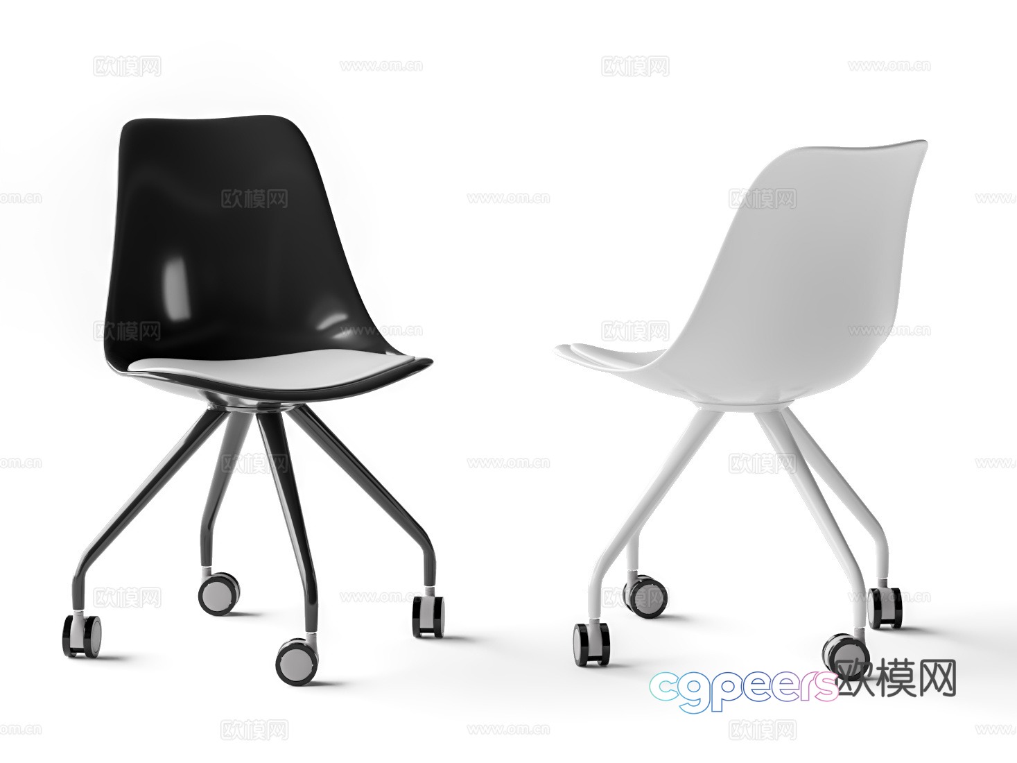 Minimalist office chair training chair wheelchair 3d model