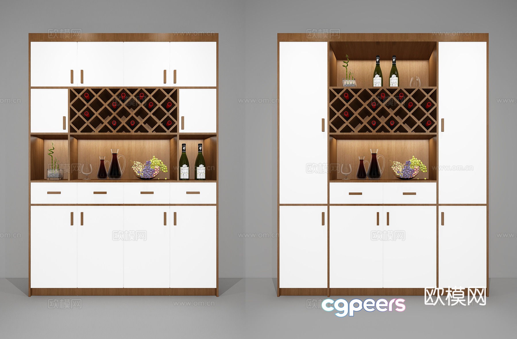 Modern wine cabinet combination 3D model Modern wine cabinet combination 3D model