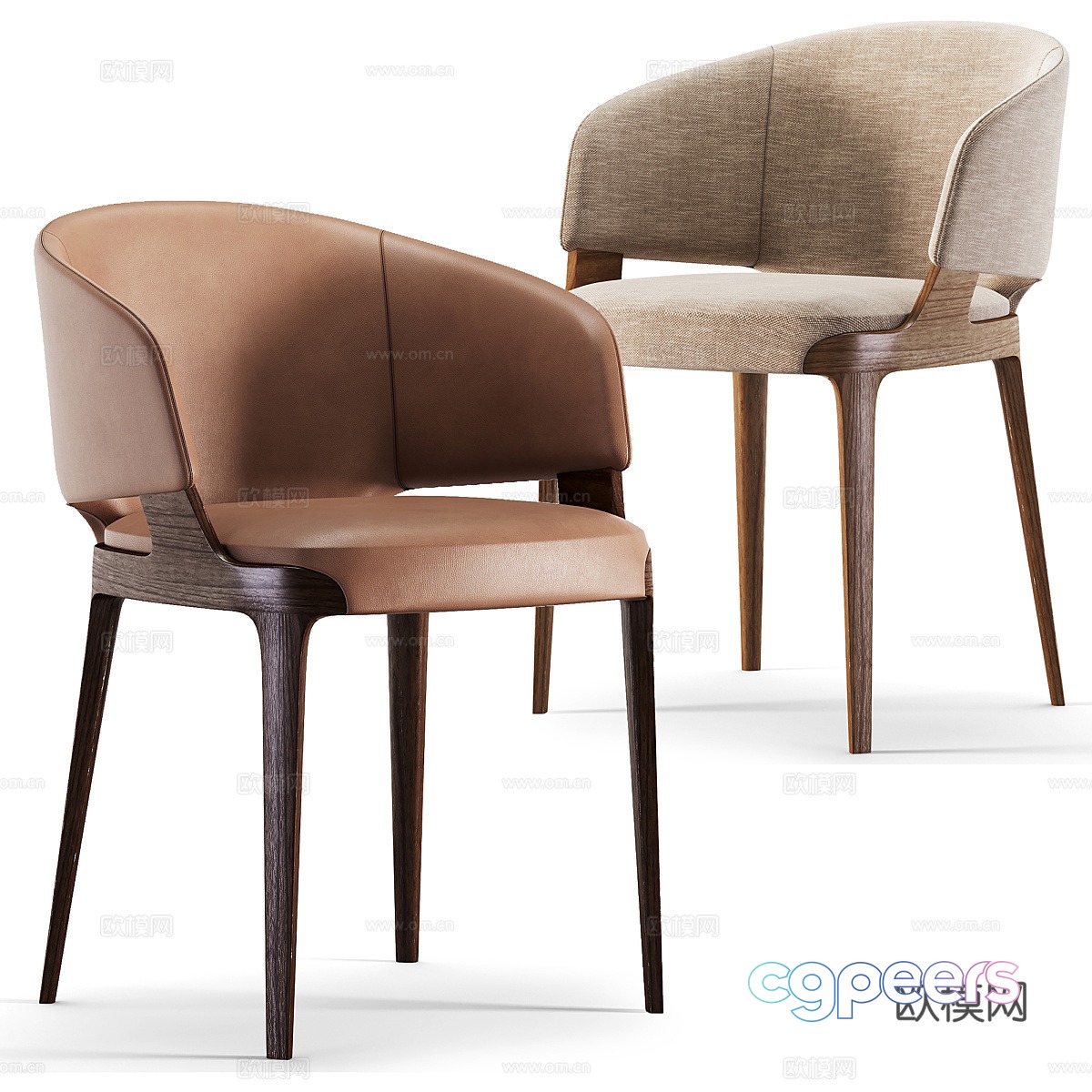 New Chinese style fabric leather wooden single chair 3D model New Chinese style fabric leather wooden single chair 3D model