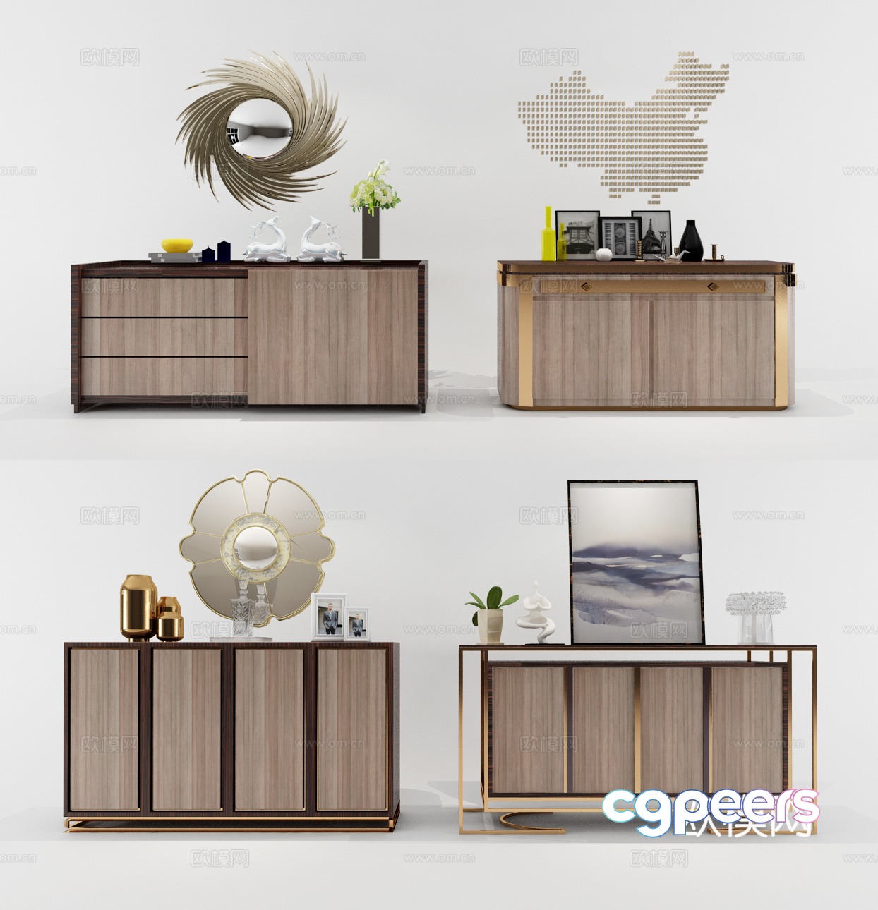 Modern decorative cabinet combination 3D model Modern decorative cabinet combination 3D model