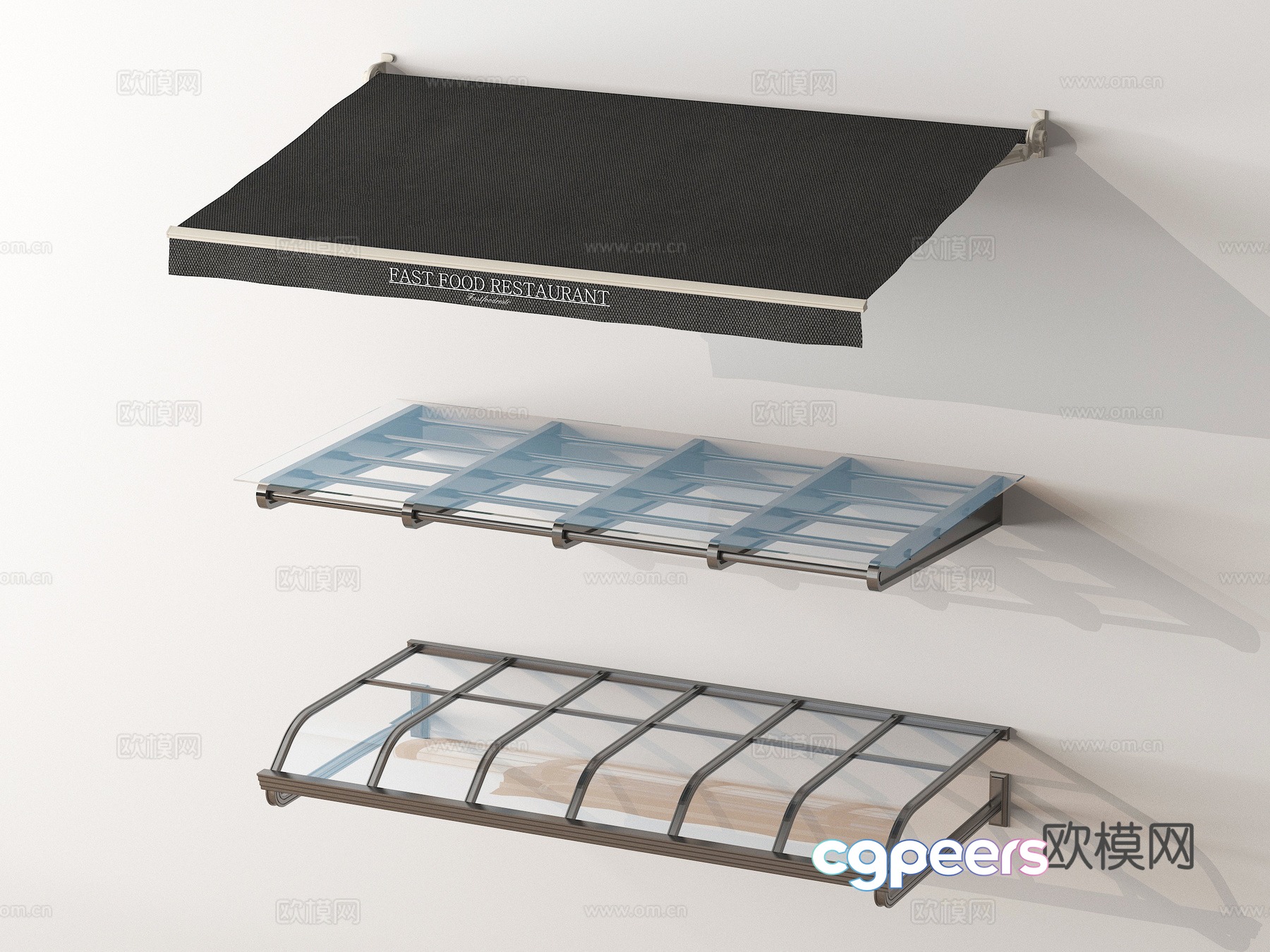 Modern canopy steel structure canopy glass canopy outdoor canopy retractable canopy 3D model
