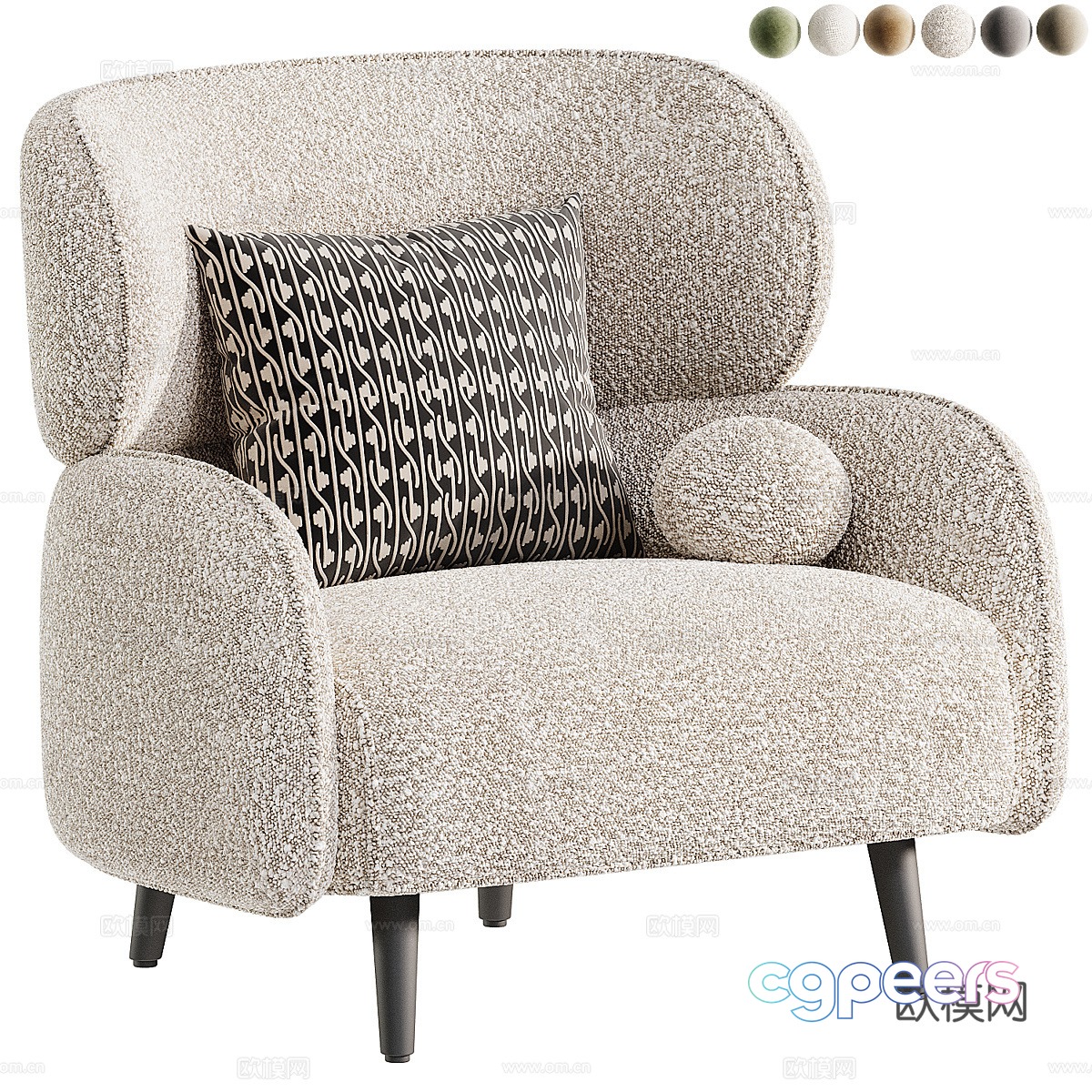 Modern Italian LUNA fabric armchair 3d model