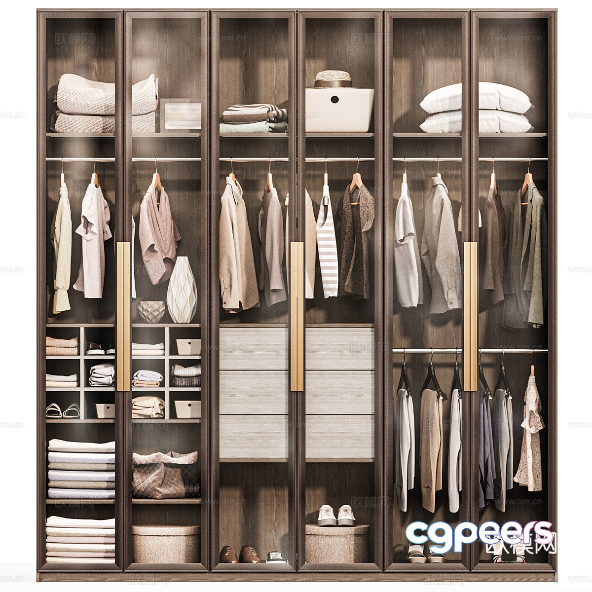 Modern Italian light luxury glass door opening wardrobe 3D model