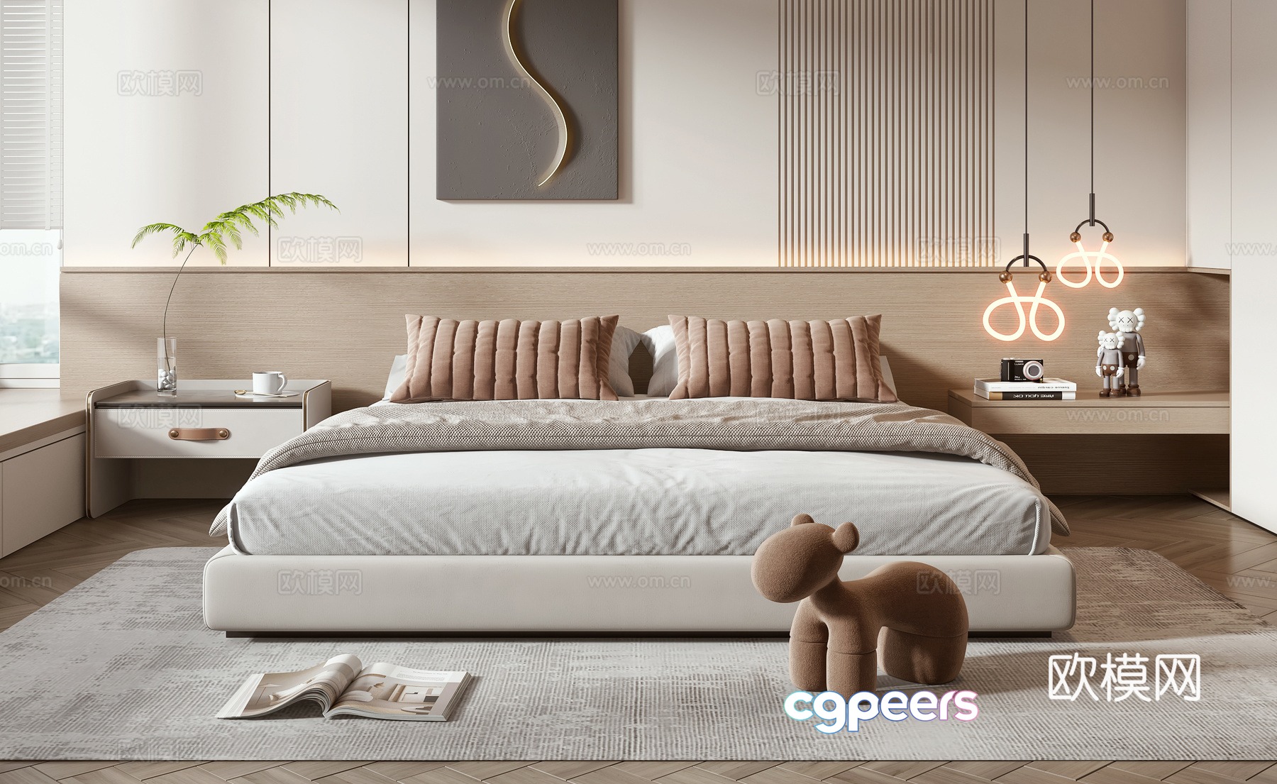 Minotti modern double bed 3d model