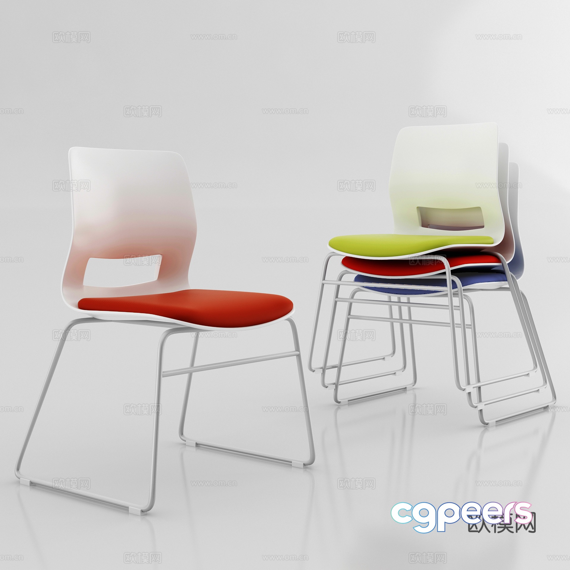 Modern leisure chair conference chair training chair 3d model