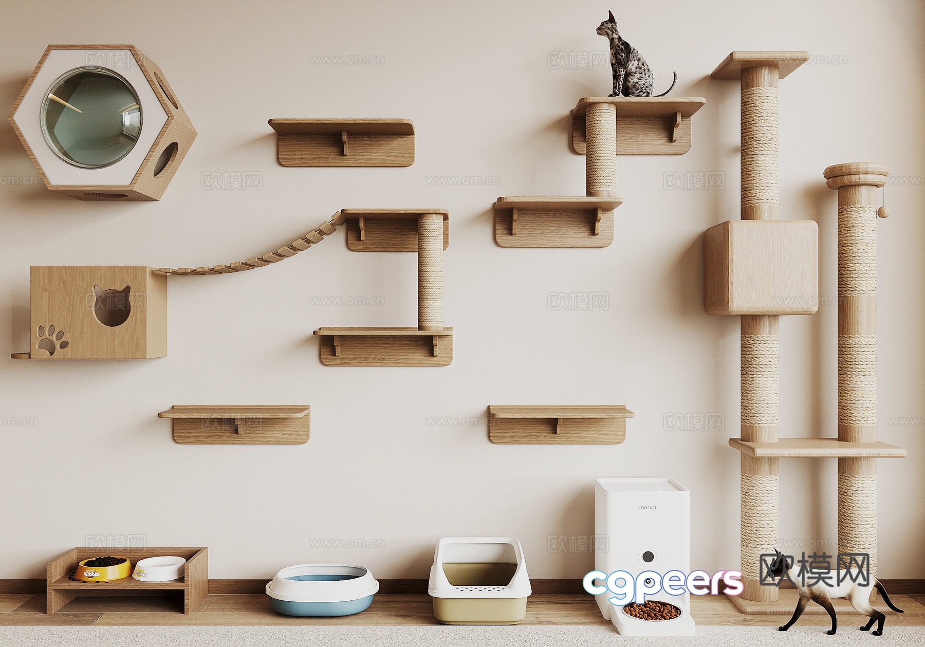 Modern cat crawling frame 3d model Modern cat crawling frame 3d model