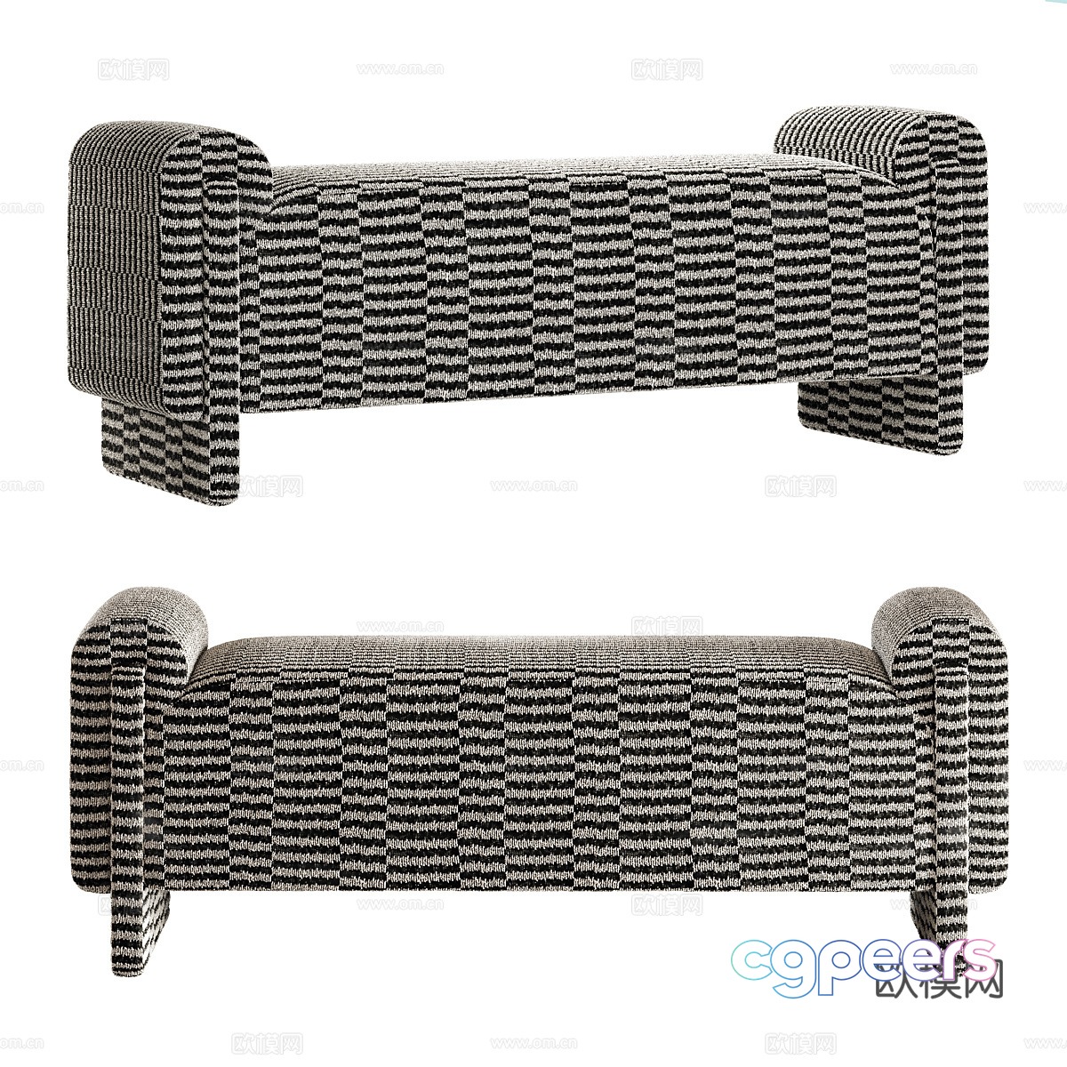 Modern Italian Winnipeg Fabric Bench Bedding Stool 3D Model