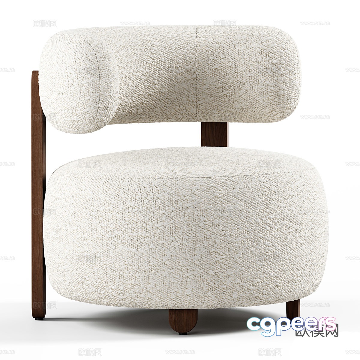 Modern Cream Gaston Fabric Armchair 3D Model