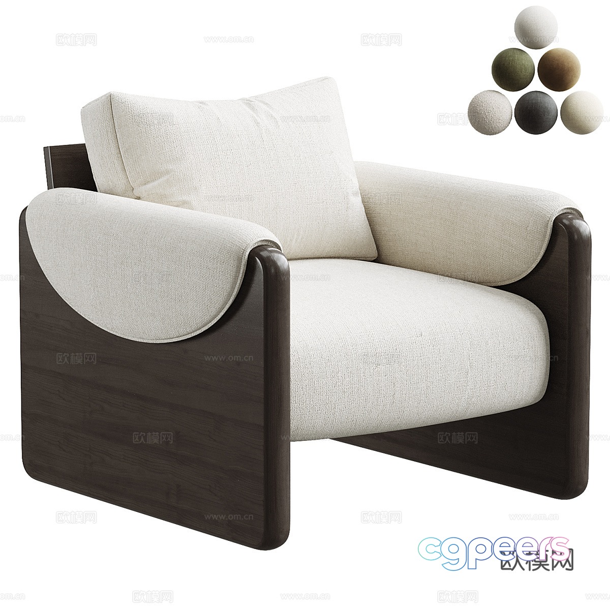 New Chinese style fabric wooden armchair 3D model New Chinese style fabric wooden armchair 3D model