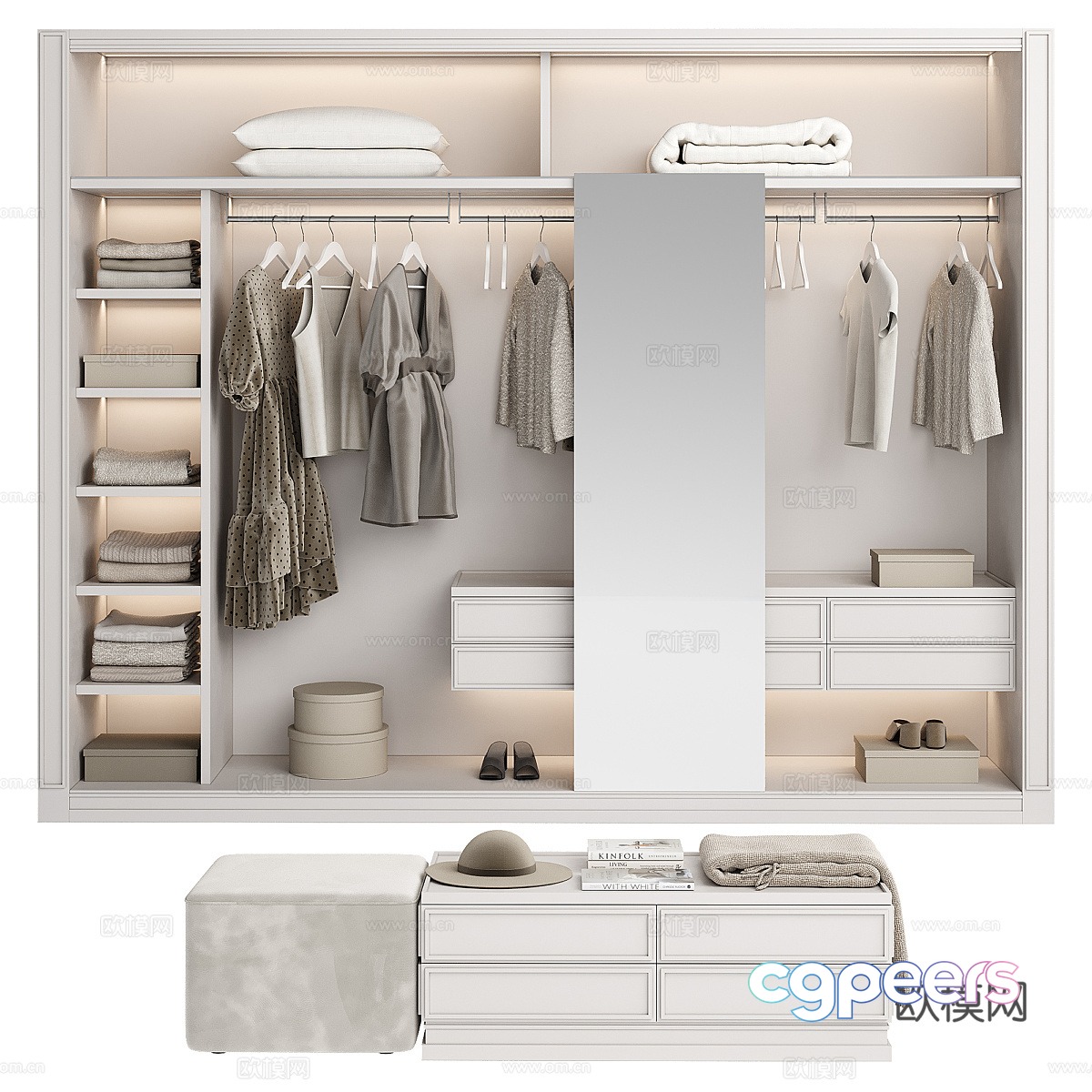 Modern cloakroom open wardrobe 3d model Modern cloakroom open wardrobe 3d model