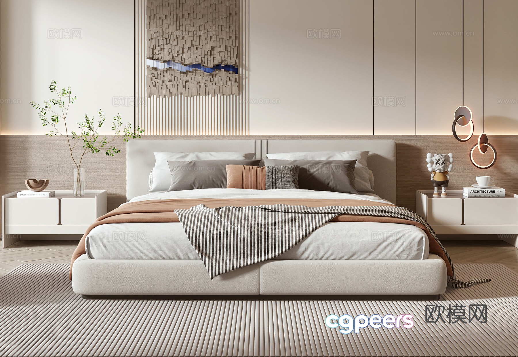 Minotti modern double bed 3d model