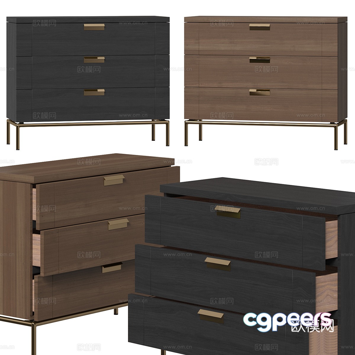 Modern Italian light luxury side cabinet bedside table low cabinet 3D model