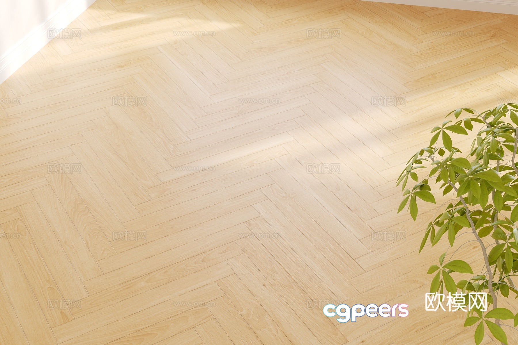 Modern herringbone wooden floor 3d model