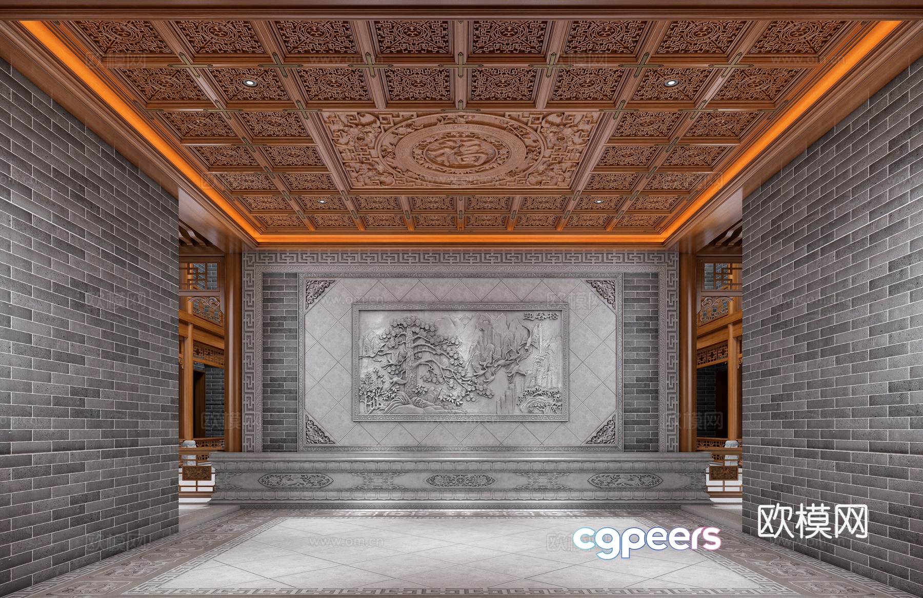 Classical courtyard hall 3D model