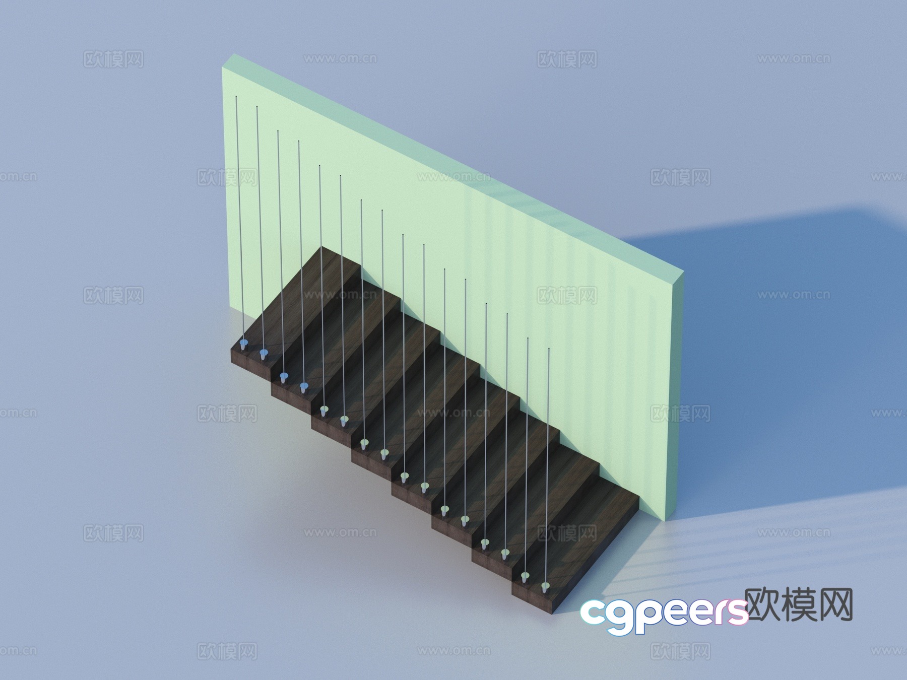 Stairs Glass Handrail Stair 3D Model