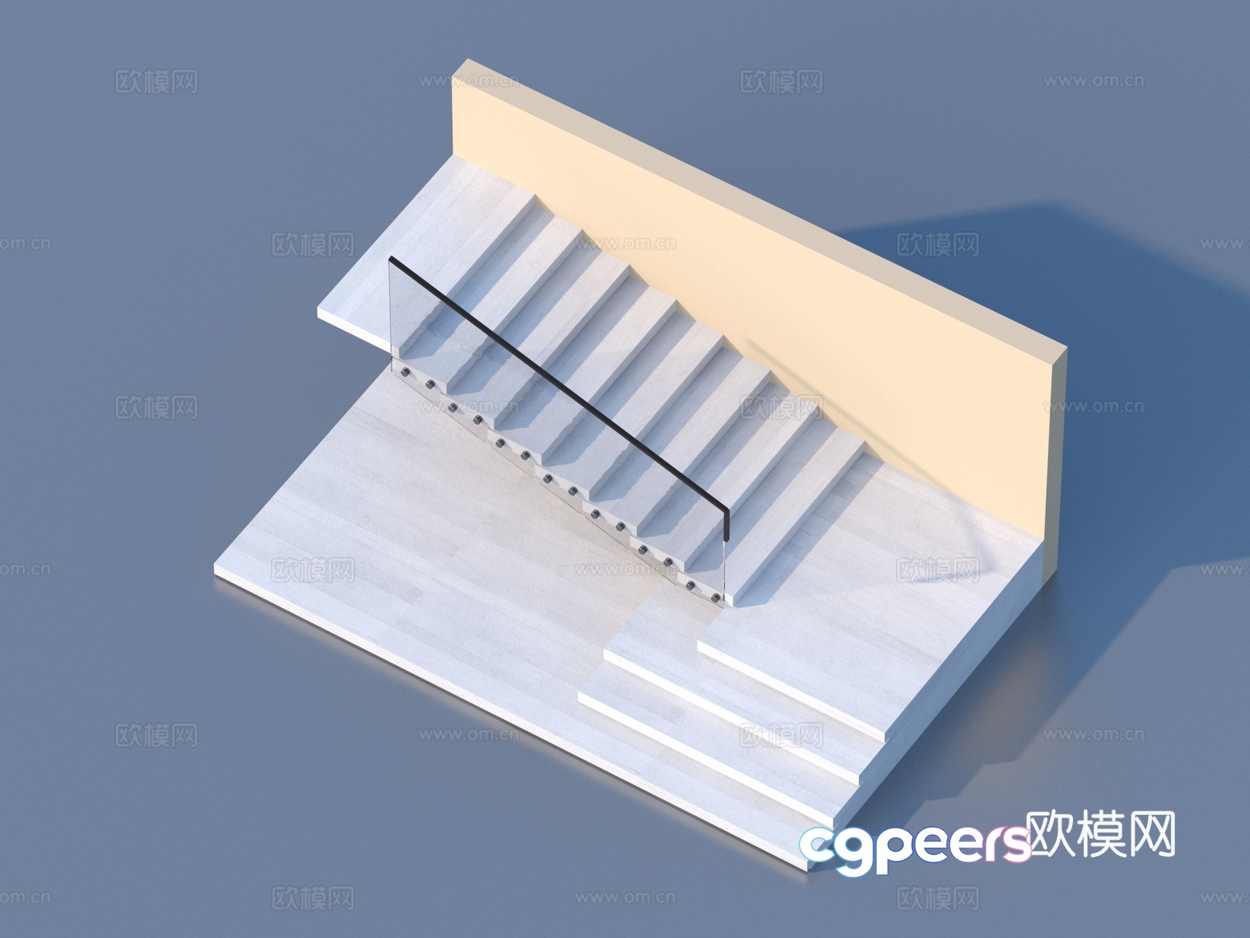 Stairs Glass Handrail Stair 3D Model
