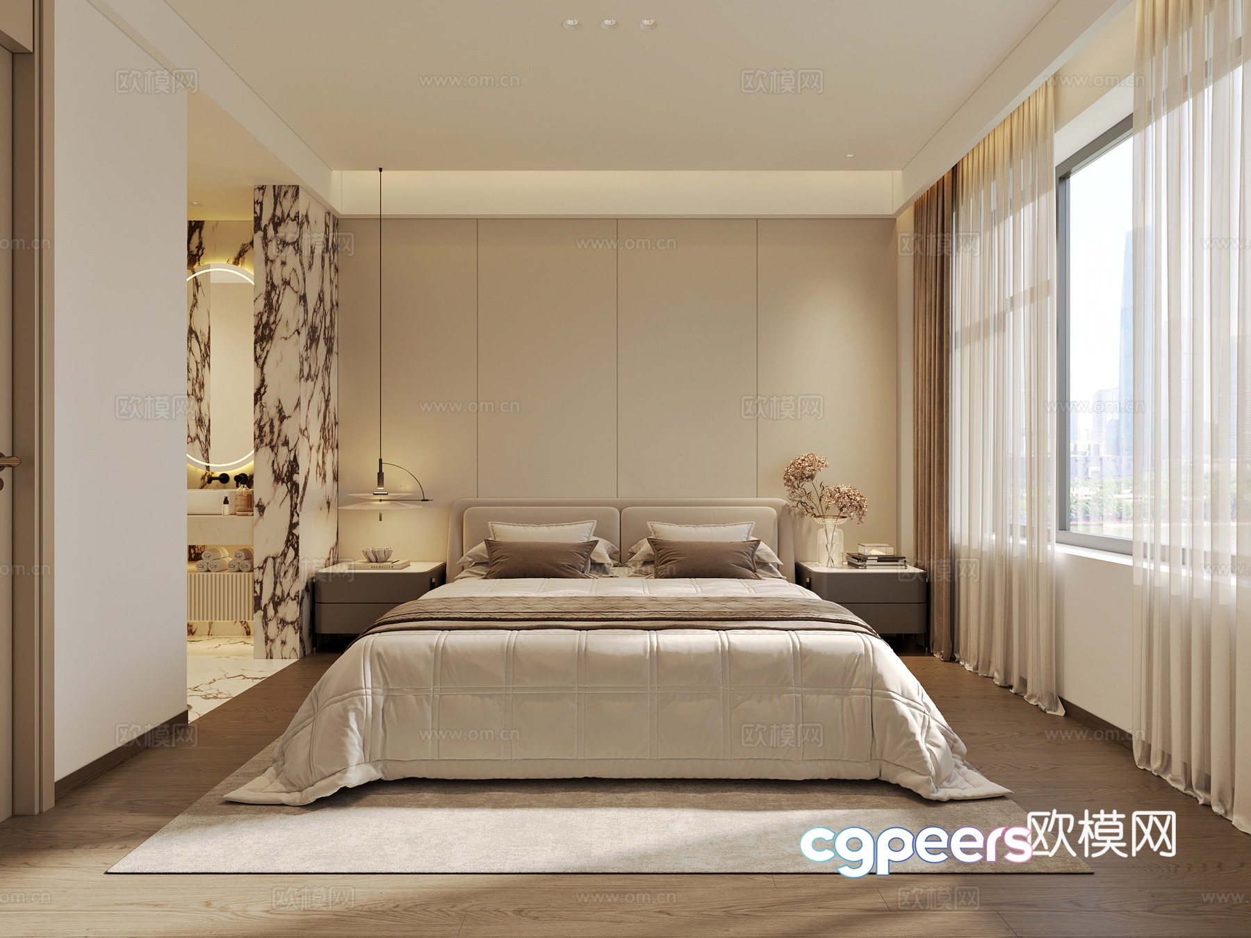 Modern master bedroom 3D model