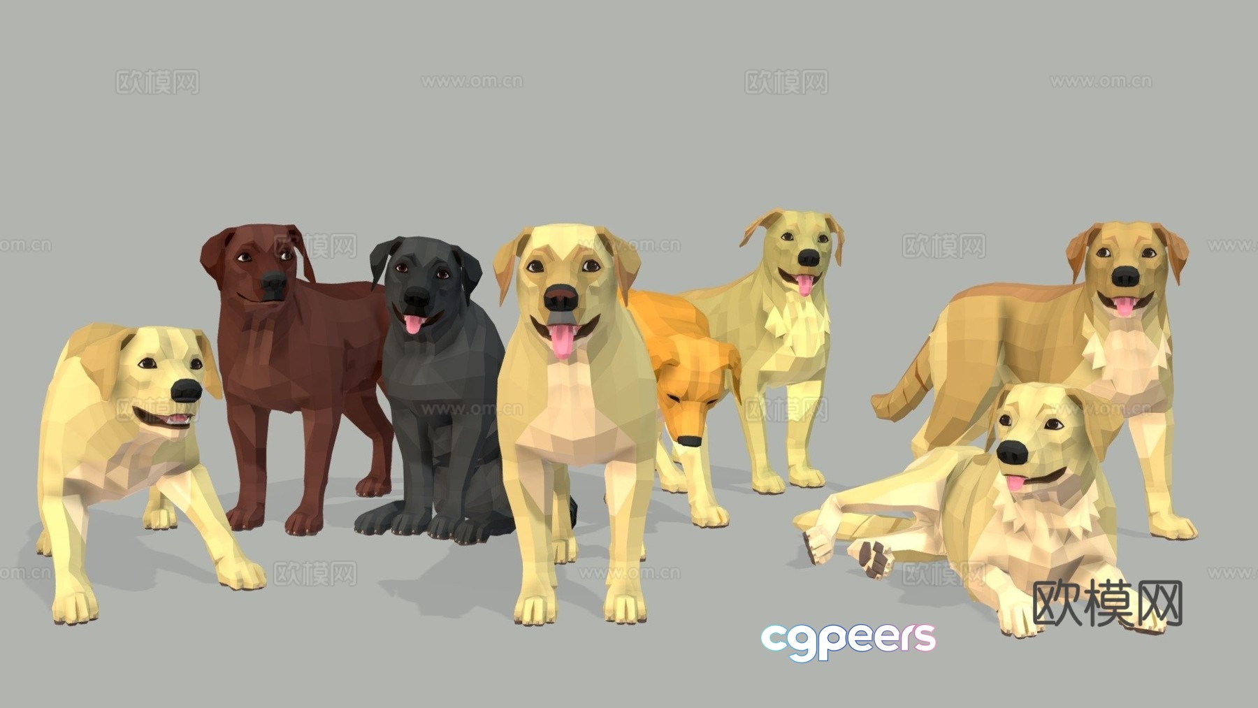 Low polygon dog - labrador 3d model Low polygon dog - labrador 3d model