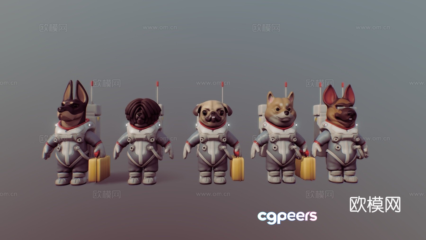 Space dog pack 3d model Space dog pack 3d model