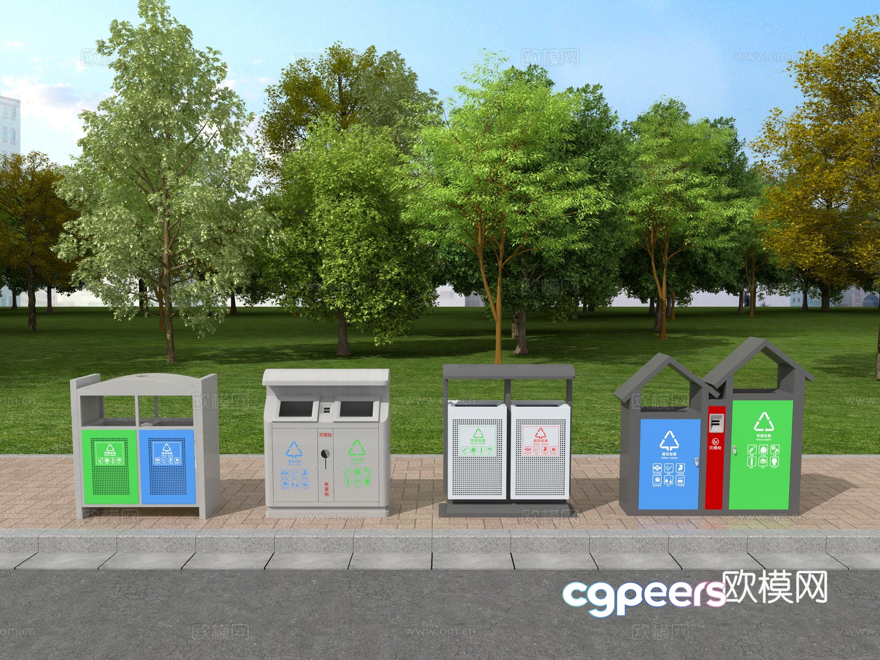 Trash can garbage classification garbage recycling public facilities 3d model Trash can garbage classification garbage recycling public facilities 3d model