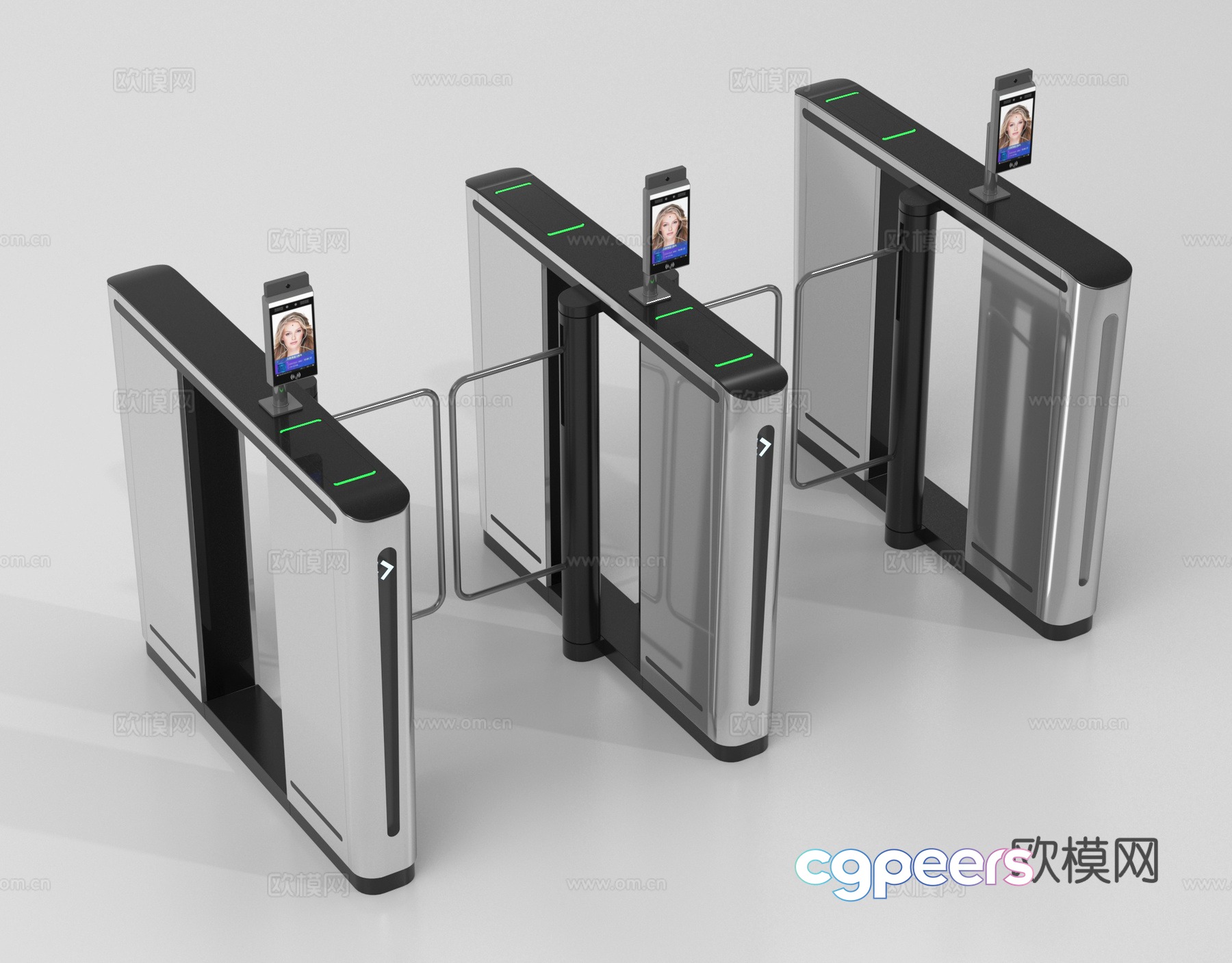 Modern access control, gate, access control machine, gate, sensor door 3d model Modern access control, gate, access control machine, gate, sensor door 3d model