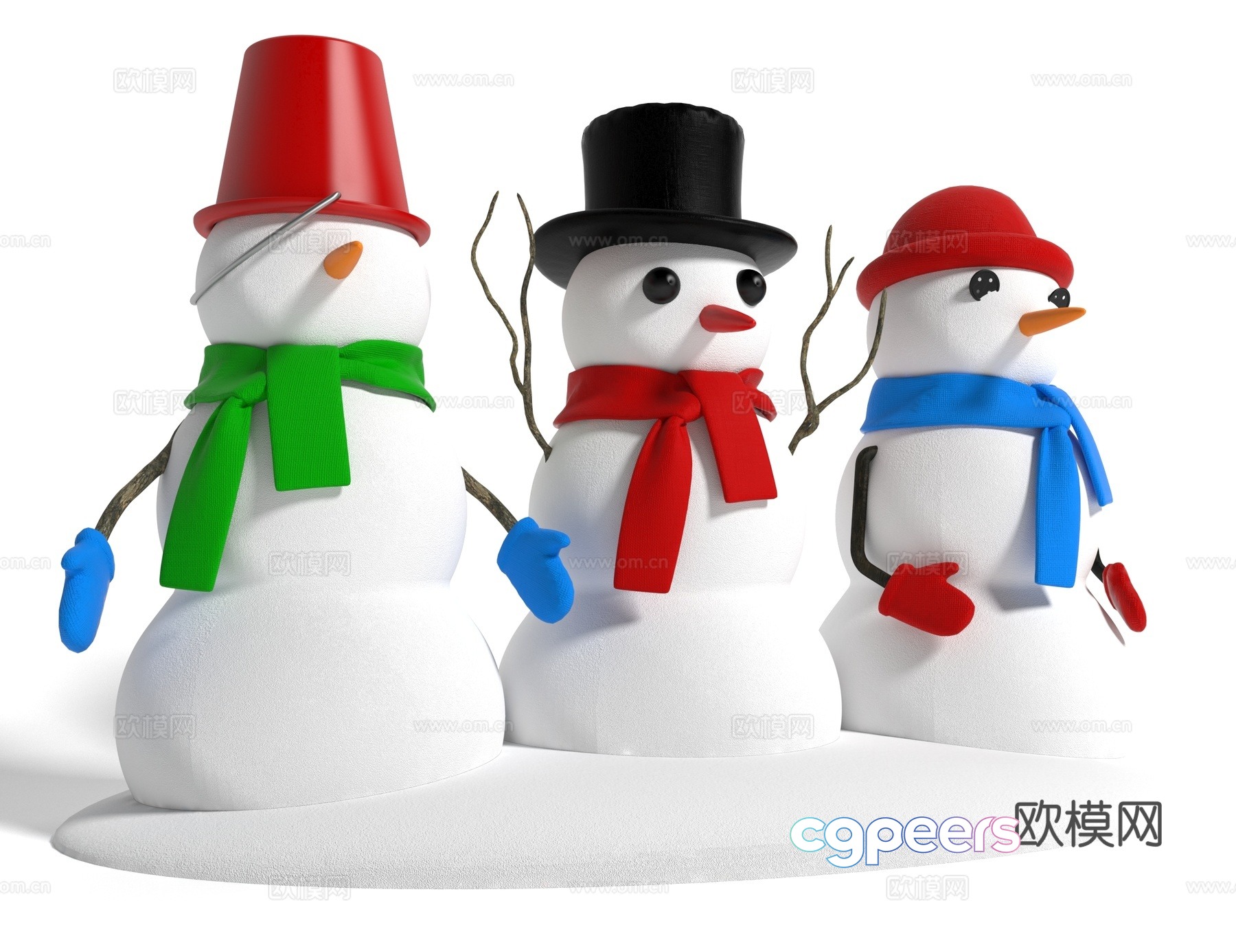 Modern snowman landscape 3d model Modern snowman landscape 3d model