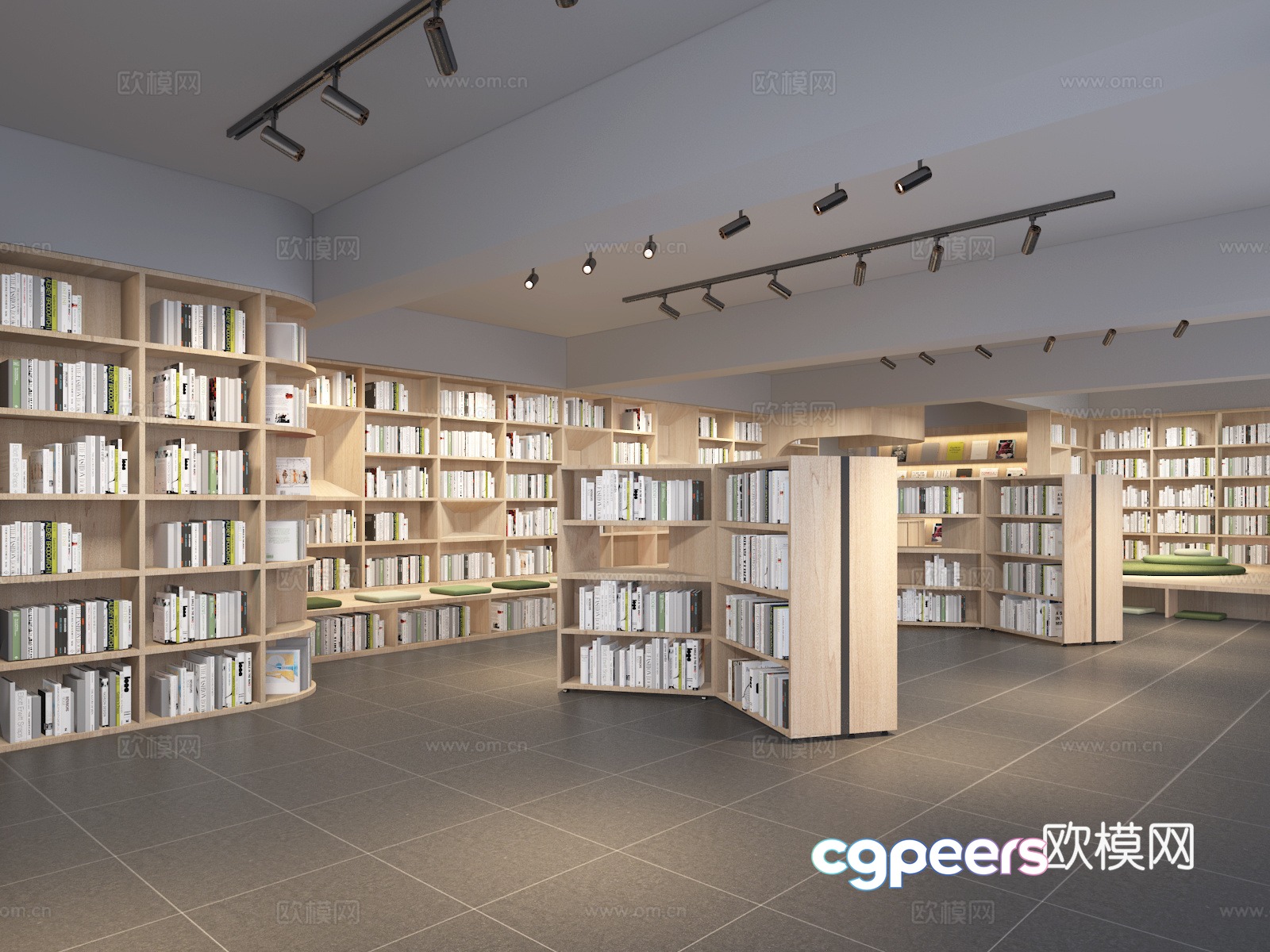 Modern library 3d model Modern library 3d model