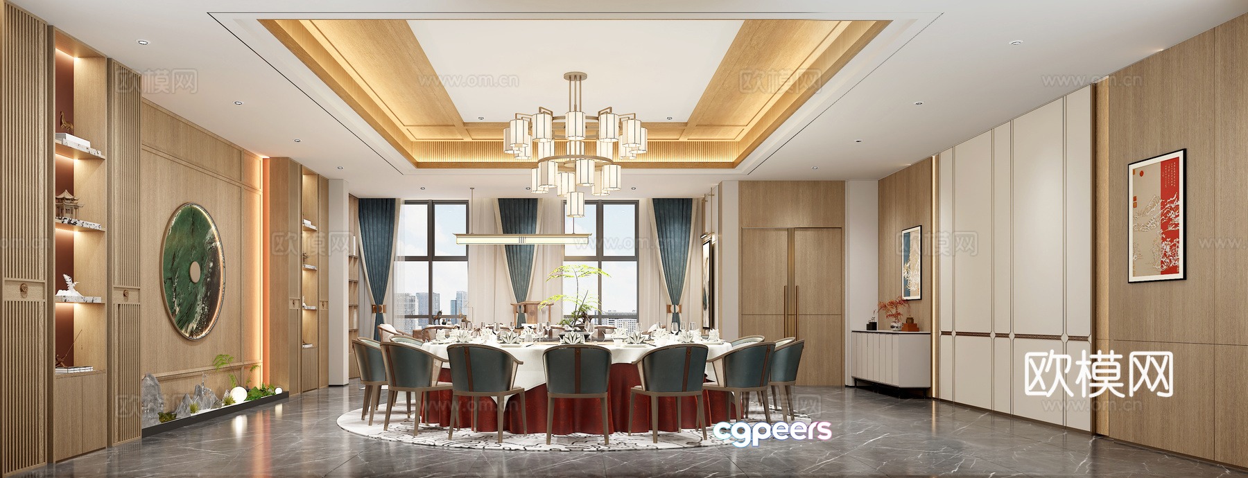 Chinese restaurant private room 3D model Chinese restaurant private room 3D model