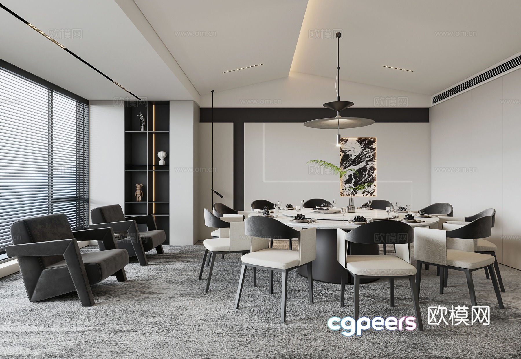 Modern restaurant private room 3d model Modern restaurant private room 3d model