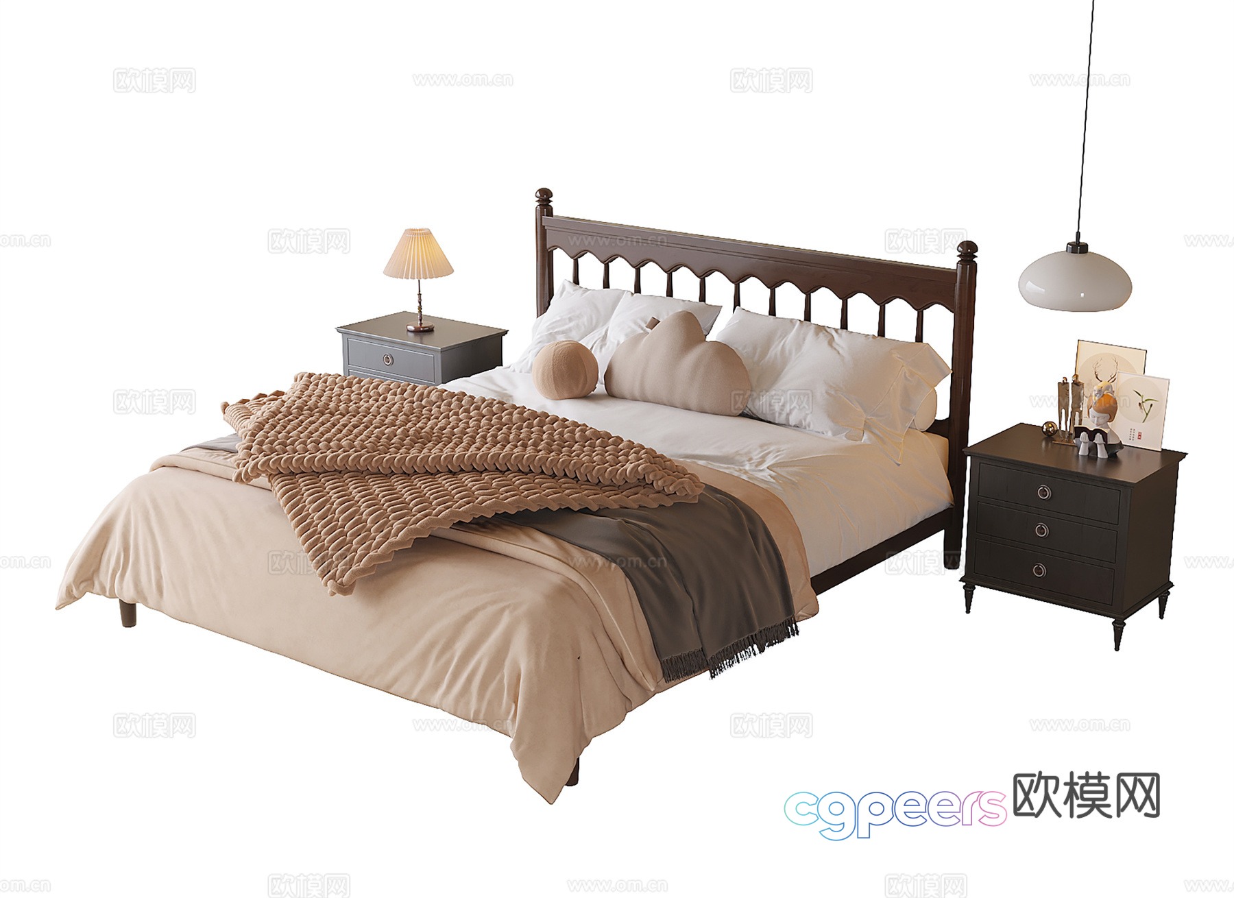 French double bed 3d model French double bed 3d model