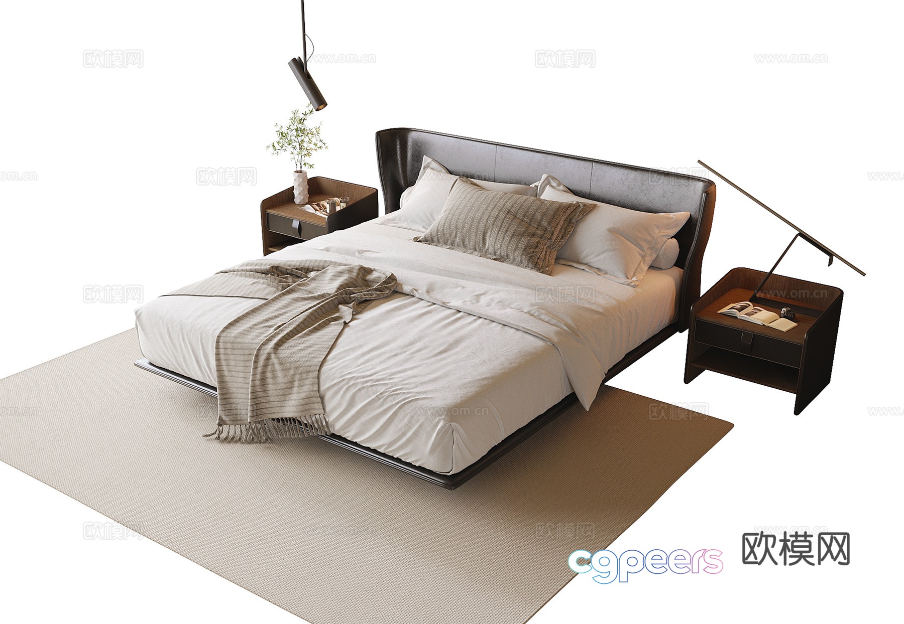 Modern double bed 3d model Modern double bed 3d model