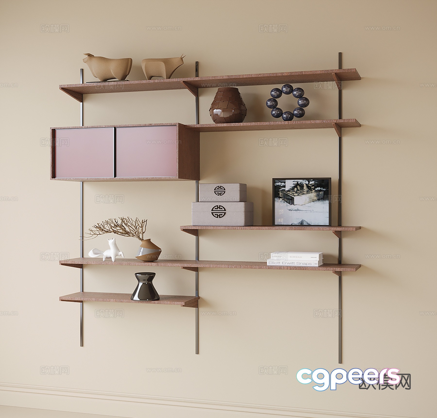 Wabi-sabi wall cabinet wall-mounted storage rack display rack 3D model Wabi-sabi wall cabinet wall-mounted storage rack display rack 3D model