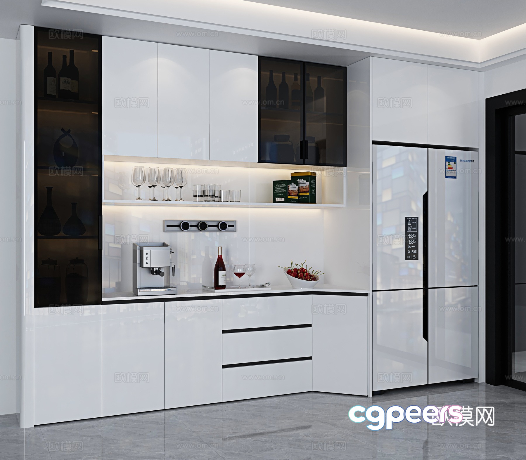 Modern sideboard wine cabinet 3d model Modern sideboard wine cabinet 3d model