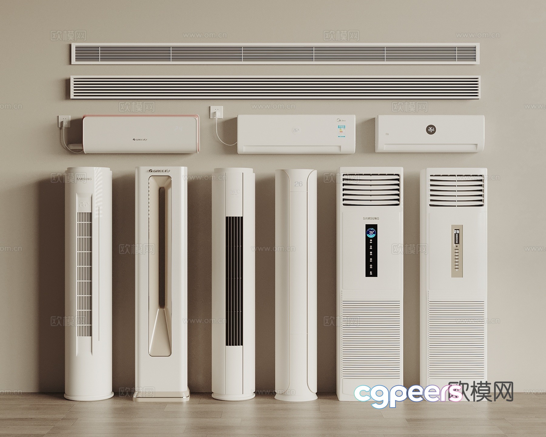 Vertical air conditioner wall-mounted air conditioner air conditioner outlet 3D model Vertical air conditioner wall-mounted air conditioner air conditioner outlet 3D model