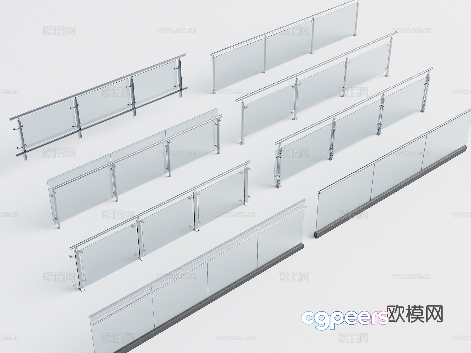 modern glass railing glass guardrail fence 3d model modern glass railing glass guardrail fence 3d model