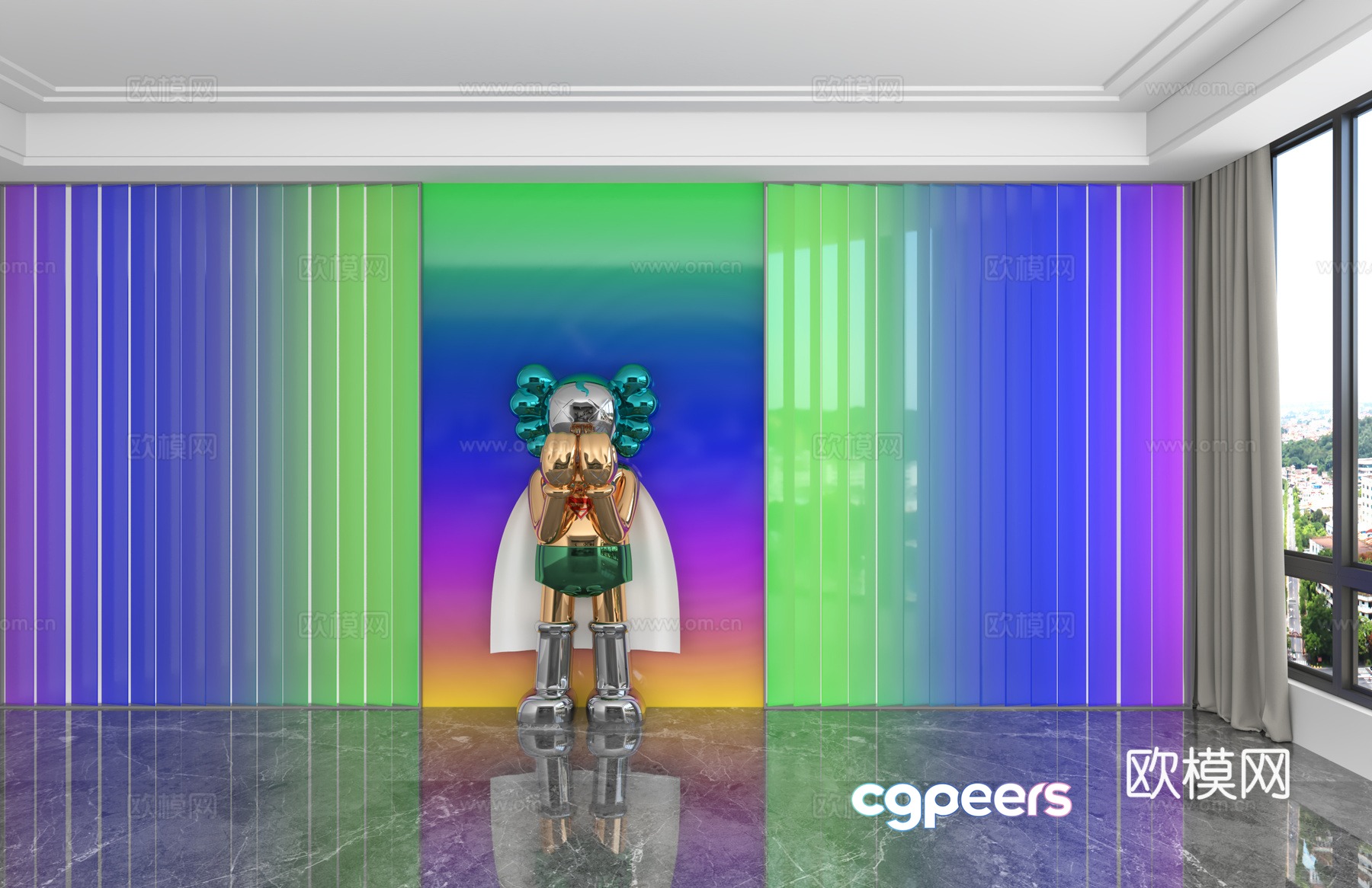 Modern gradient rainbow background wall 3d model Modern gradient rainbow background wall 3d model
