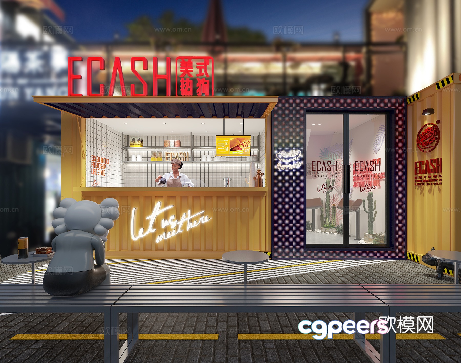 Container hot dog shop fast food restaurant 3d model Container hot dog shop fast food restaurant 3d model