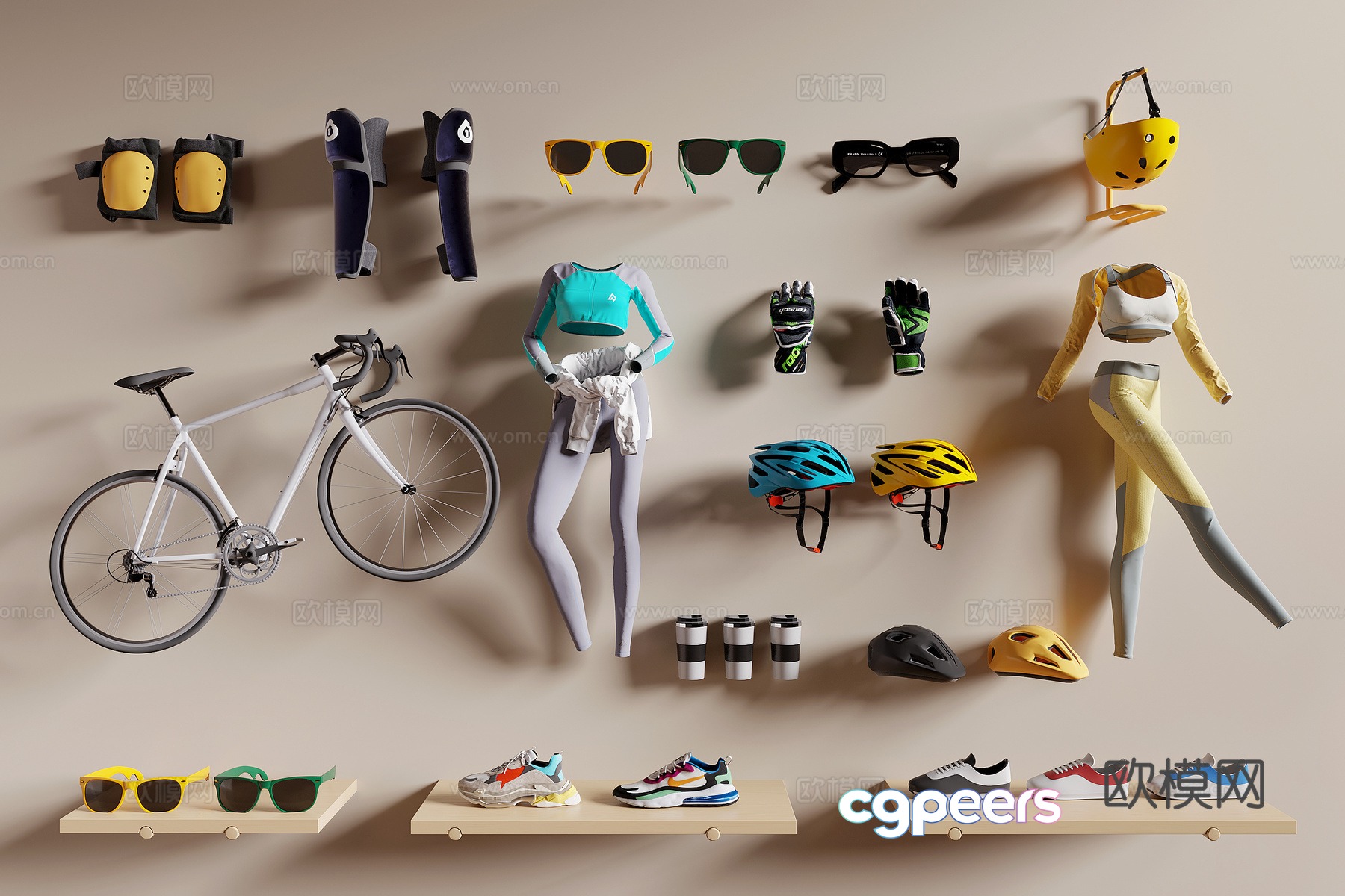 Cycling equipment sports equipment 3d model Cycling equipment sports equipment 3d model