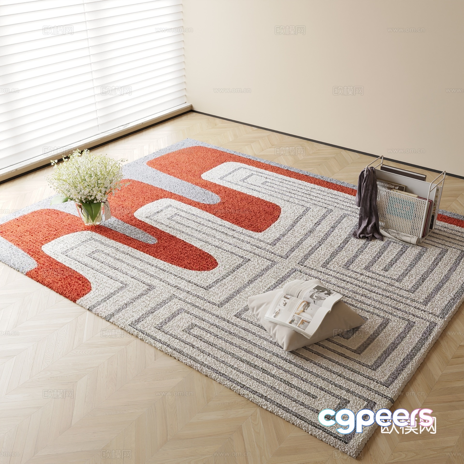Modern carpet square rug 3d model Modern carpet square rug 3d model